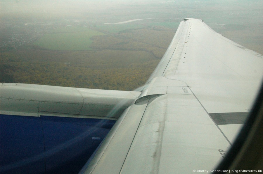 В аэропорту Домодедово и полет в облаках