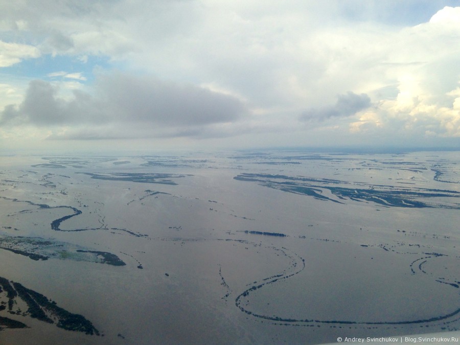 Комсомольск-на-Амуре с высоты и в наводнение 2013-го года