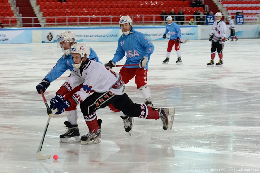 Первый матч Чемпионата мира по хоккею с мячом - 2015 в группе А: "США" - "Латвия"