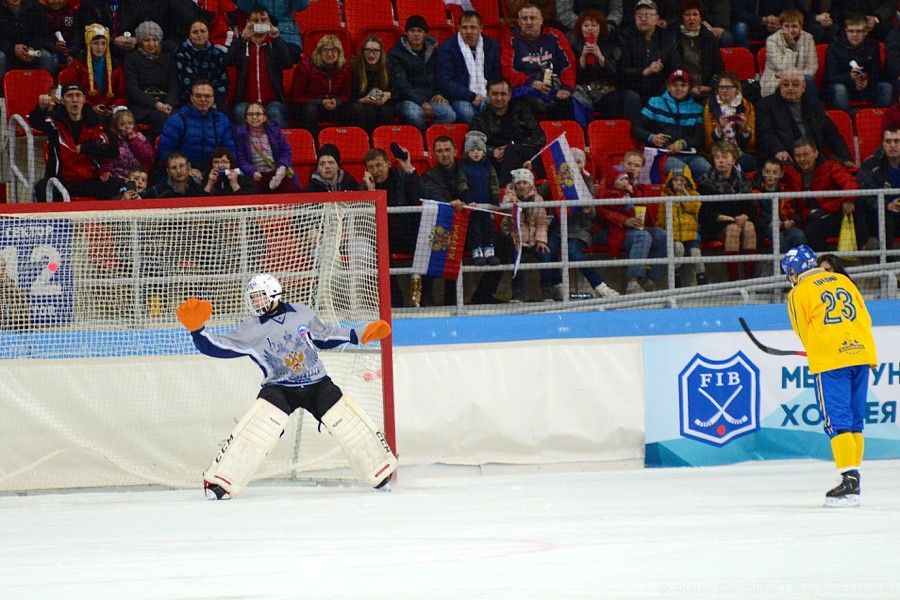 XXXV Чемпионата мира по хоккею с мячом, что завершился на прошлой неделе в Хабаровске, зрители могли увидеть послематчевые пенальти. Я, как обещал, выкладываю фотографии с этого момента в игре "Россия - Швеция"